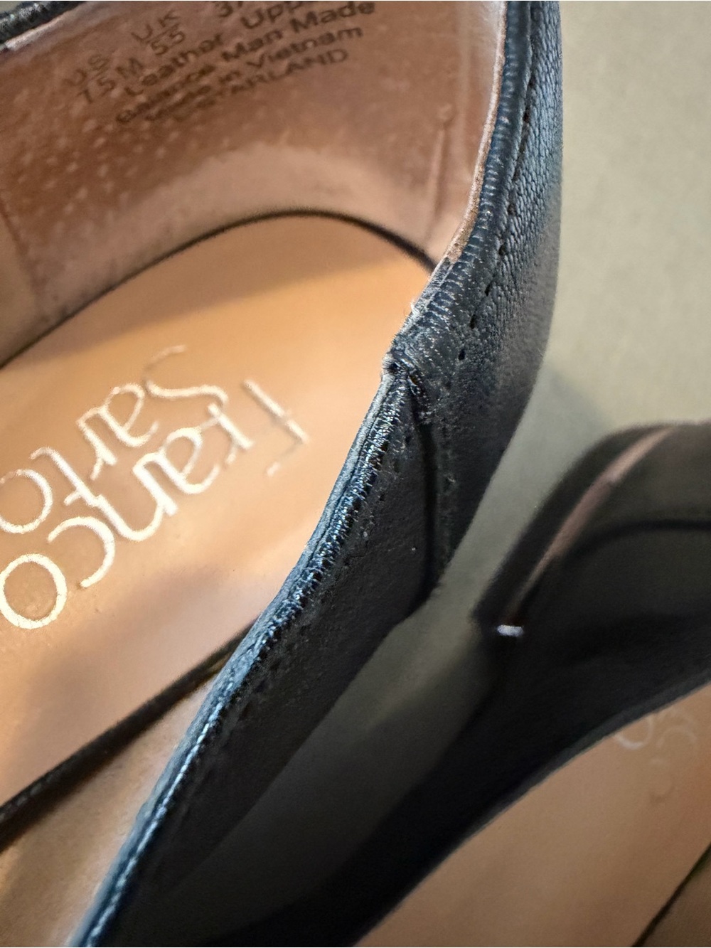 Franco Sarto Black Pointed Slip-On Loafers - Picture 2 of 3